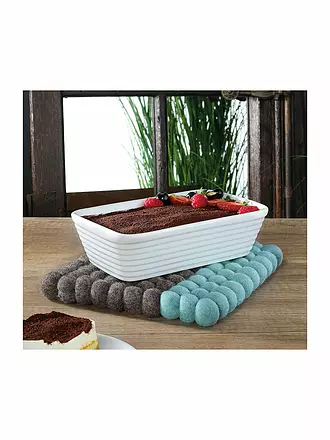 CILIO | Dessous de plat LANA DUE en laine marron et turquoise | hellblau